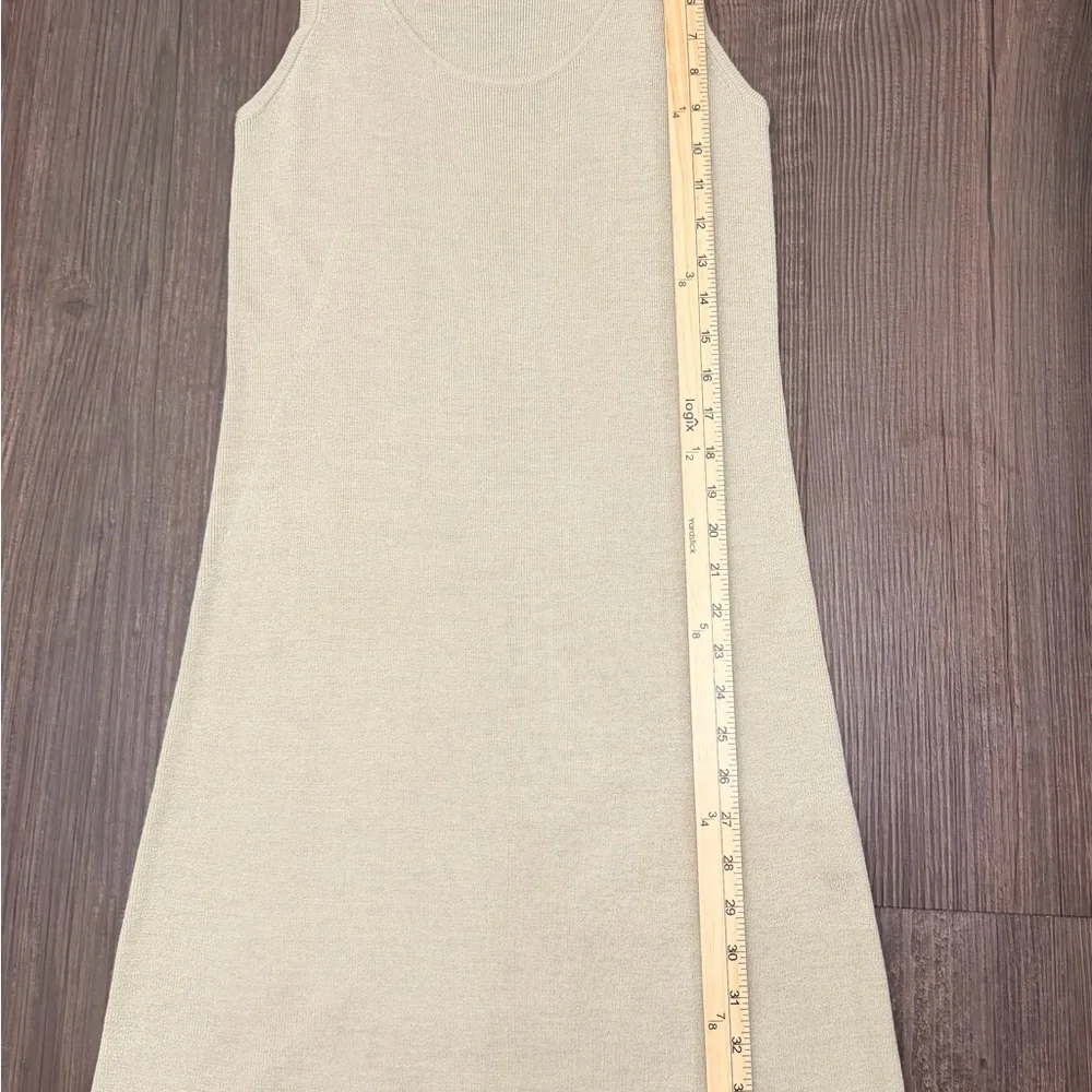 Vintage Y2K DKNY Minimalist Heavy Knit Tank Dress Neutral Beige Capsule Wardrobe - Picture 7 of 7